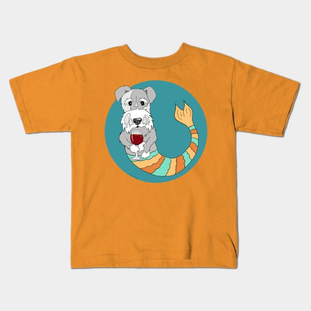 Sidney the Schnauzer Mermutt Kids T-Shirt by abrushwithhumor